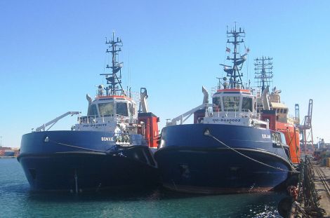 The harbour's two new tugs Bonxie and Solan, delivered earlier this year.