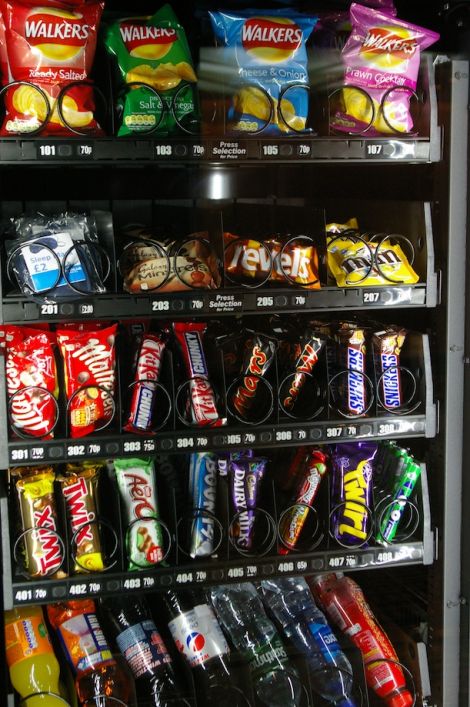 Vending machines provide out of hours snacks. Photo Rosa Steppanova