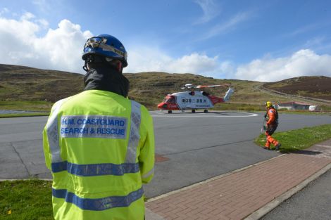 The coastguard helicopter landed the man at the Clickimin site at 2.45pm on Monday afternoon - Photo: Malcolm Younger/Millgaet Media