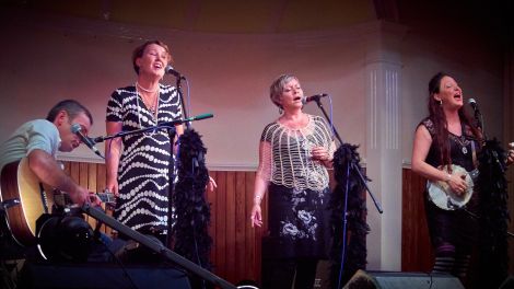 The Bevvy Sisters before the power cut at Scalloway on Friday night. Photo Chris Brown