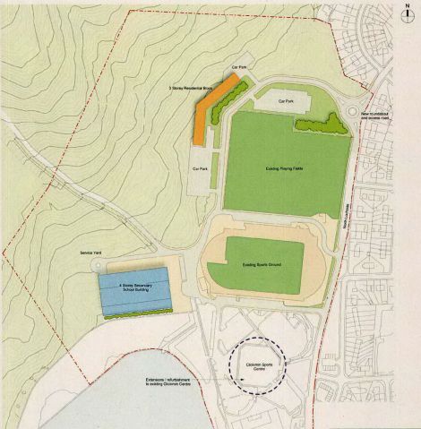 A map showing the site of the planned new Anderson High School.