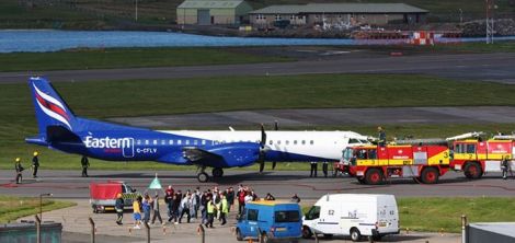 Ronnie Robertson's photo captured the scene after the Eastern Airways flight had landed safely.