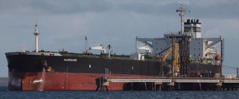 The tanker Hildegaard in Flotta last year. Photo Christopher R Irvine