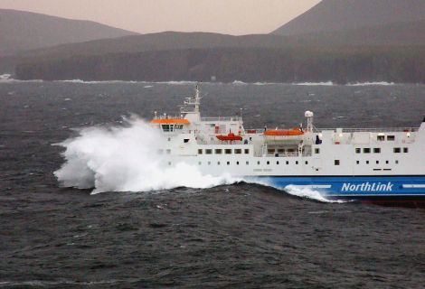 The Hrossey as it left Shetland during rough seas last year. Photo Mark Berry