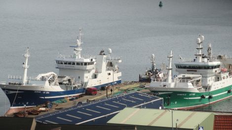 Two of Shetland's pelagic trawlers tied up at Lerwick harbour: Zephyr and Antarctic - Photo: ShetNews