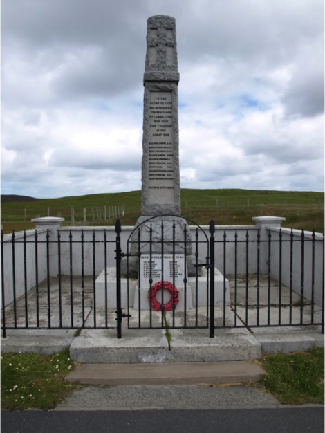 The Lunnasting War Memorial.