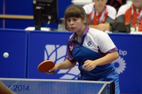 Flaws achieved her aim of qualifying in yesterday's singles preliminary round. Photo courtesy of Drumchapel Table Tennis Club.