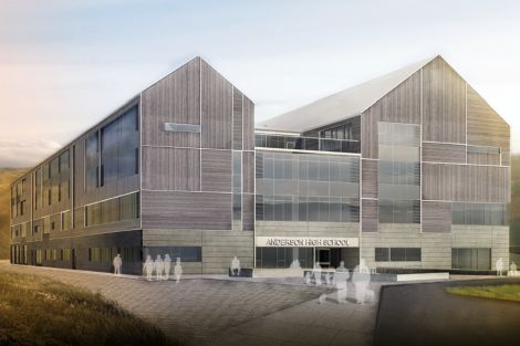 An impression of how the new school's east elevation will look.