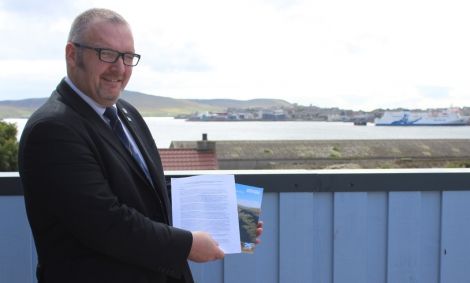 Gary Robinson with the UK government's Framework for the Islands document in August.