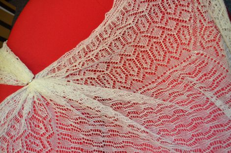 This exquisitely handmade lace shawl was donated by Marion Anderson from Yell.