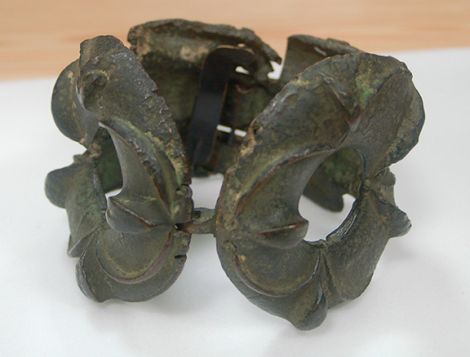 The unusual Fetlar bronze armlet, which arrived in Shetland on Friday. Photo Shetland Museum and Archives