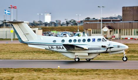 The Beechcraft King Air B200 aircraft arriving at Sumburgh on Monday morning - Photo: Ronnie Robertson
