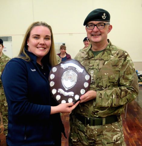 Cadet Sergeant Major Ruth Burns with Colonel Mark Boden.