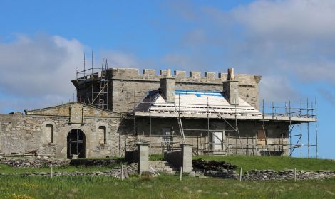 Brough Lodge during the first phase of renovation in summer 2013. Photo: Shetnews