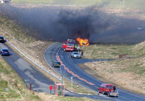 One appliance from Lerwick attended the blaze on Sunday afternoon - Photo: ShetNews