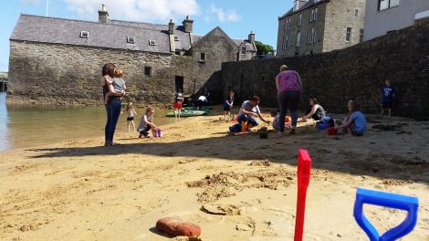 Children enjoying some beach time at the Lodberries last week.