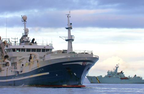 The Faroese supertrawler Kristian I Grotinum detained in Lerwick harbour last November after her skipper was arrested and appeared in Lerwick Sheriff Court charged with breaching fishing regulations. Photo Ian Leask