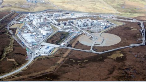 An aerial view of the almost completed Shetland Gas Plant - Photo: Total UK