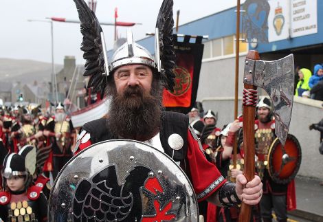 This year's Lerwick UHA Guizer Jarl Mark Evans. The Althing will ask "whether it's time gender equality reached Lerwick Up Helly Aa". Photo: Shetnews/Hans J. Marter