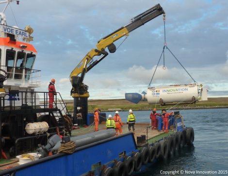 Nova says the deployment of its second turbine in Bluemull Sound makes this the first tidal array to deliver electricity to the grid. Photo: Nova Innovation