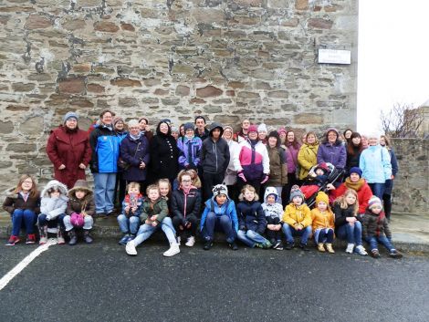Those who took part in the Lerwick part of Saturday's worldwide Women's March. Photo: Gill Hession.