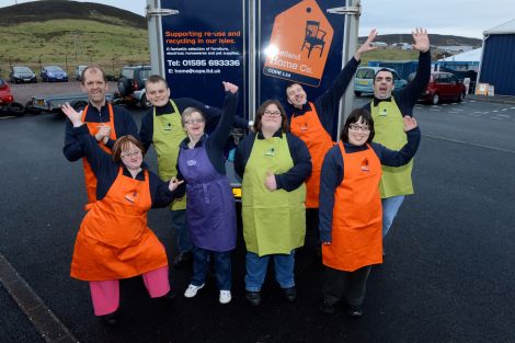 COPE Ltd staff during the social enterprise's branding relaunch in 2014 which saw the Scrapstore being renamed Shetland Home Co.