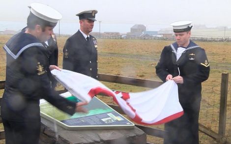 A plinth commemorating the fate of E49 was unveiled by representatives from the Royal Navy - Photos: Mike Grundon