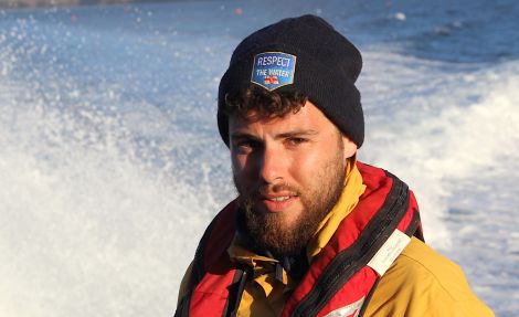 Alex Ellis-Roswell on board the Aith lifeboat - Photo: Hans J Marter/Shetland News