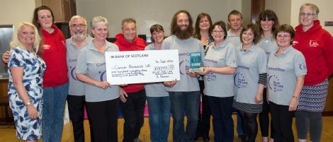The Shetland Relay For Life committee in 2016 with a cheque for Cancer Research UK. Photo: Malcolm Younger