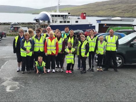 The Miles for Polly crew before they left Laxo to head to Lerwick.
