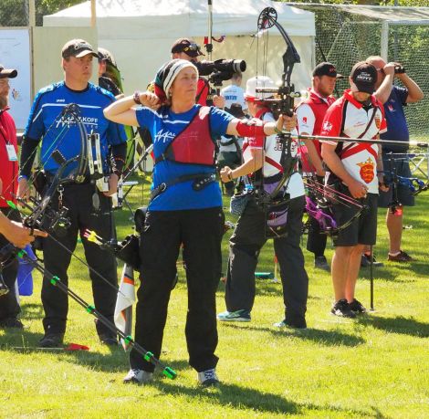 Shetland's archers in action during the NatWest Island Games in Gotland on Tuesday. Photo: Maurice Staples.