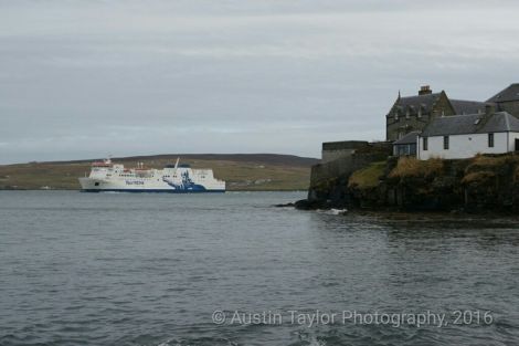 NorthLink passenger ferry Hjaltland arriving in Lerwick. Photo: Austin Taylor