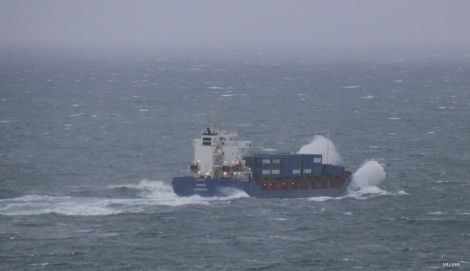 The Daroja leaving Shetland way back in November 2010. Photo: Ian Leask.