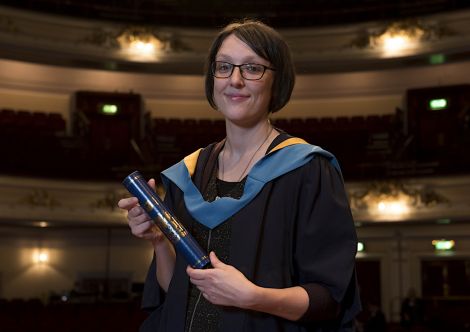 Victoria Cumming at the degree ceremony on Saturday night: ' quite busy but still possible and doable'. Photo: Open University