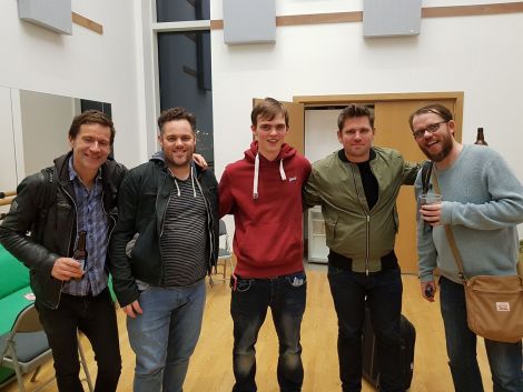 Liam (centre) with Scouting For Girls in Mareel. Frontman Roy Stride (second from right) praised the teenager's natural talent.