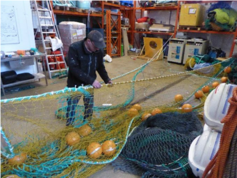Construction of the experimental and control trawls. Photo: NAFC Marine Centre