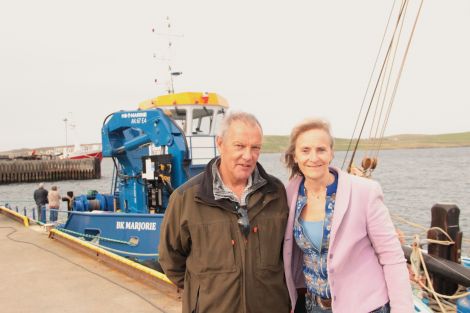 BK Marine owners Gordon and Marjorie Williamson at Lerwick harbour on Friday evening. Photo: Hans J Marter/Shetland News