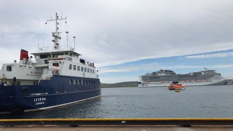The Leirna was tied up for almost six hours on Tuesday. Photo: Shetland News