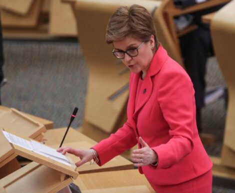 Nicola Sturgeon setting out updated Covid-19 guidance at Holyrood on Tuesday.