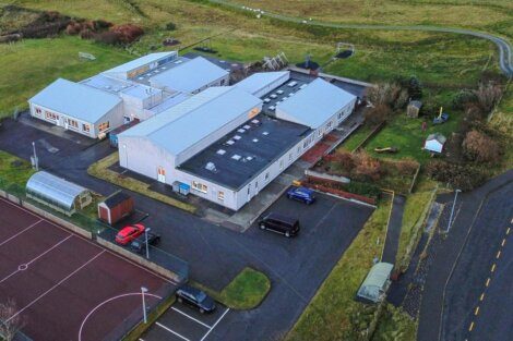 An aerial view of a school in ireland.