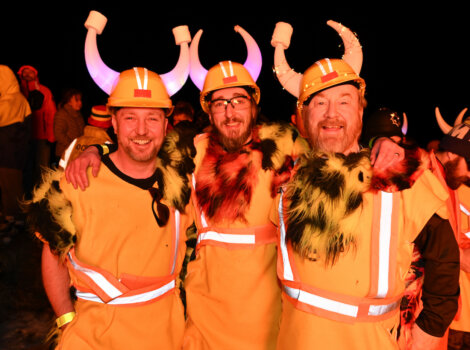 A group of men dressed as vikings.